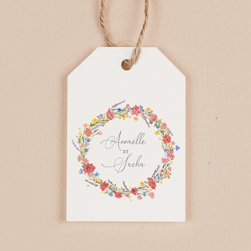 Étiquette rectangulaire de mariage Vermillon à personnaliser