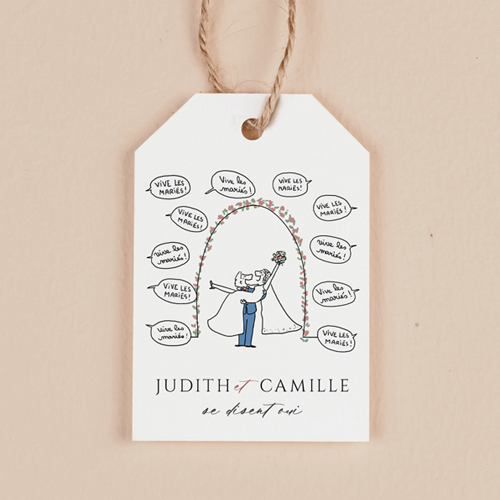 Étiquette rectangulaire de mariage Vive les Mariés à personnaliser
