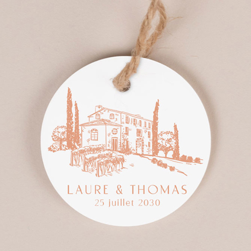 Etiquette ronde de mariage Alba à personnaliser