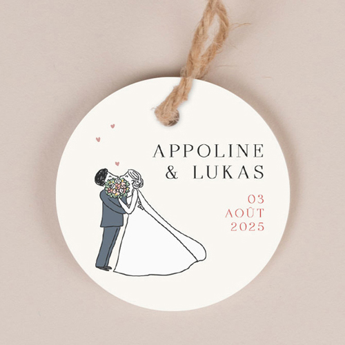 Etiquette ronde de mariage Bouquet de bisous à personnaliser