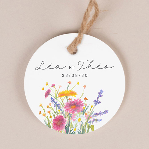 Etiquette ronde de mariage Bucolique à personnaliser