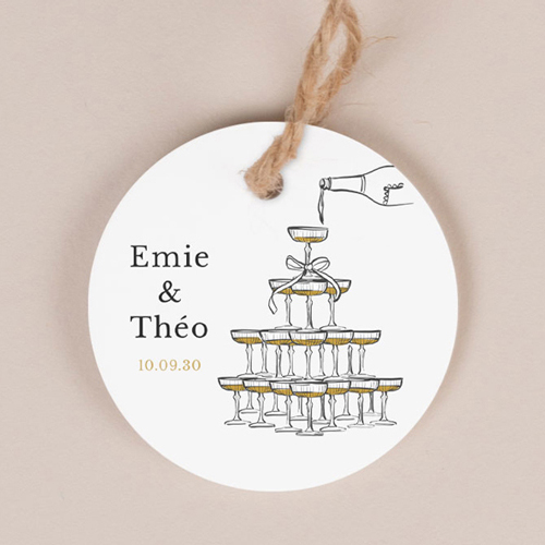Etiquette ronde de mariage Champagne à personnaliser