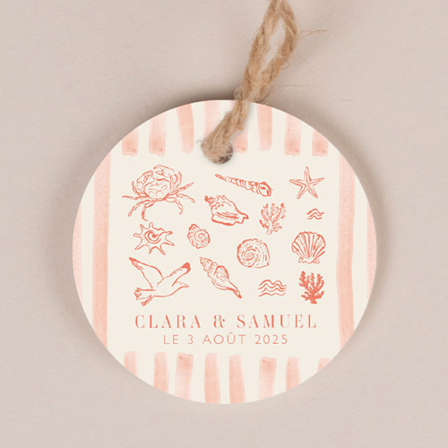 Etiquette ronde de mariage Coralia à personnaliser