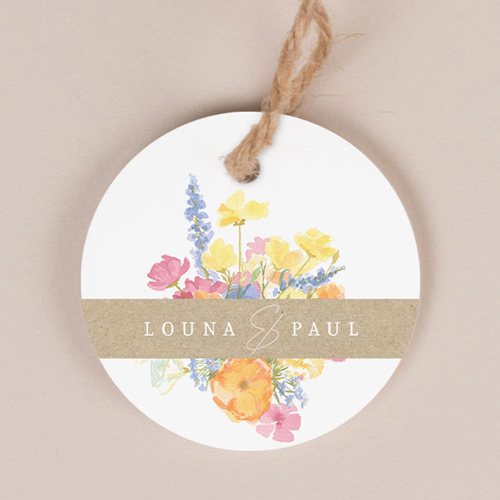 Etiquette ronde de mariage Corolle à personnaliser