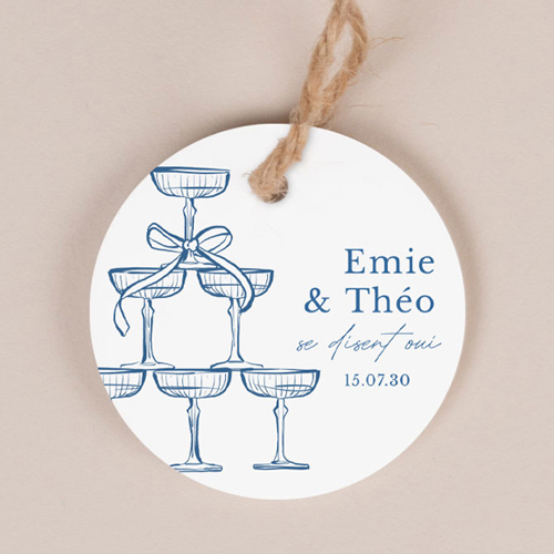 Etiquette ronde de mariage Cristel à personnaliser