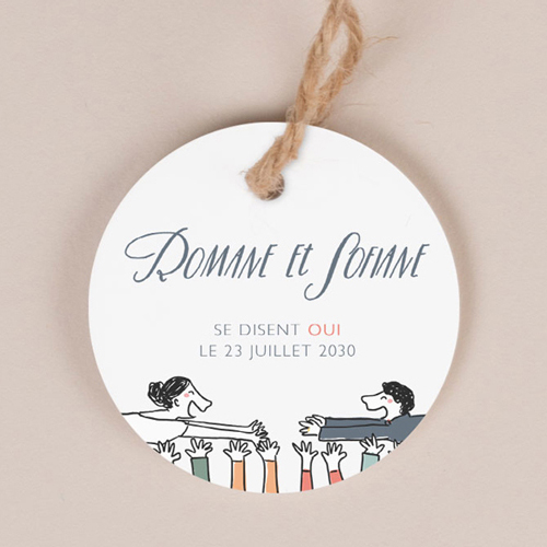 Etiquette ronde de mariage Crowd Surfin à personnaliser