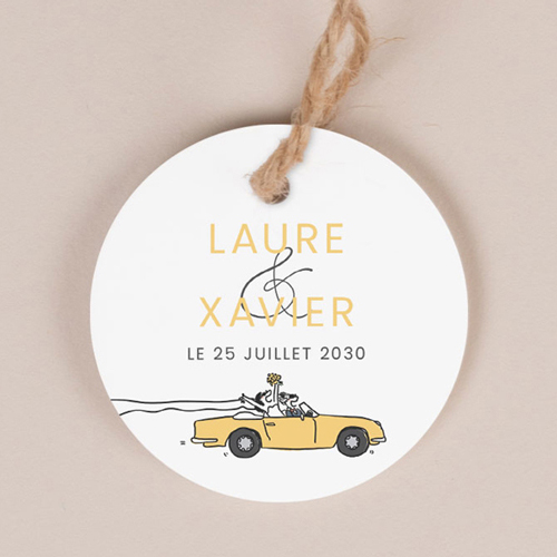 Etiquette ronde de mariage Décapotable à personnaliser