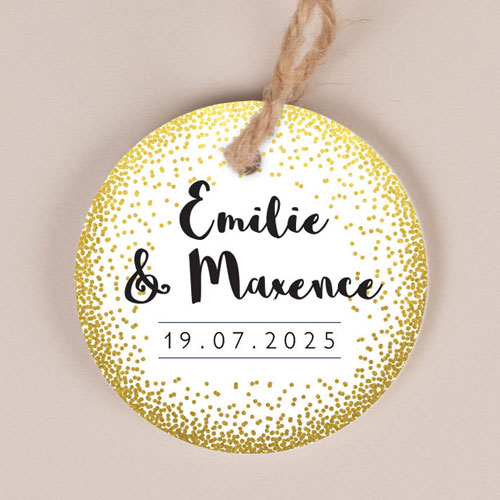 Etiquette ronde de mariage Doré à personnaliser