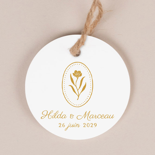 Etiquette ronde de mariage Ivyrose à personnaliser