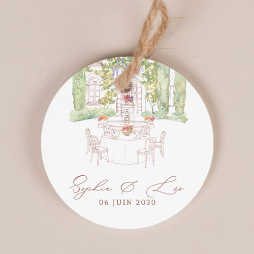 Etiquette ronde de mariage La Bâtisse à personnaliser