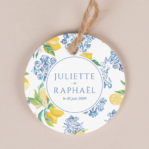 Etiquette ronde de mariage Lemon Vibes à personnaliser