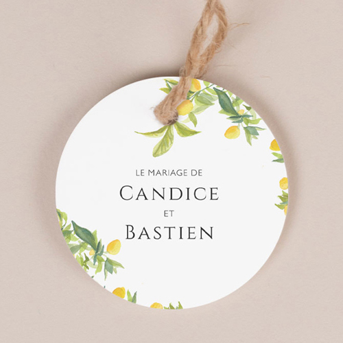 Etiquette ronde de mariage Limonier à personnaliser