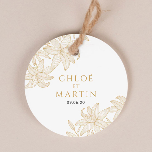 Etiquette ronde de mariage Lys à personnaliser