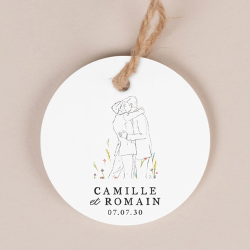 Etiquette ronde de mariage Ôde Hommes à personnaliser