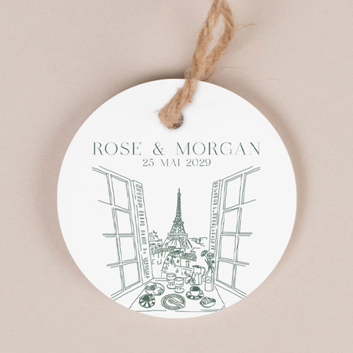 Etiquette ronde de mariage Paris à personnaliser