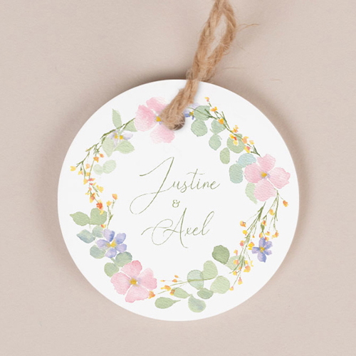 Etiquette ronde de mariage Rosée à personnaliser