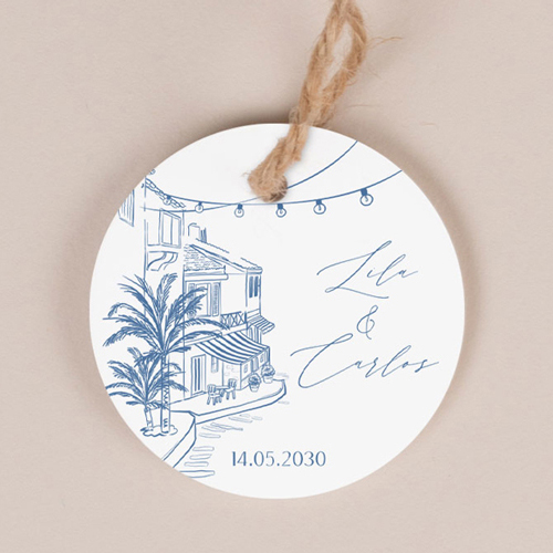 Etiquette ronde de mariage Solenza à personnaliser