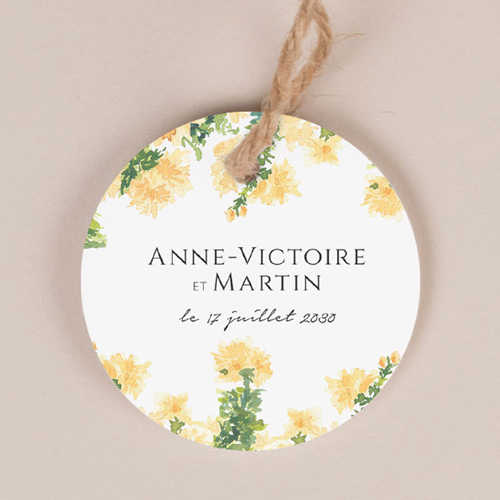 Etiquette ronde de mariage Solstice à personnaliser