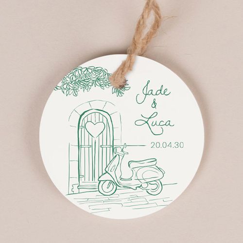 Etiquette ronde de mariage Stella à personnaliser