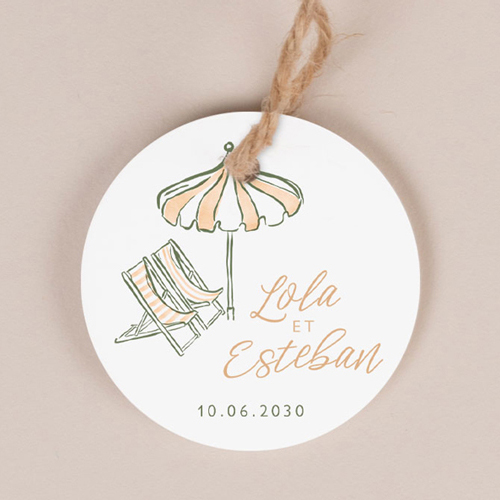 Etiquette ronde de mariage Transat à personnaliser