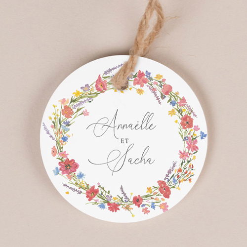 Etiquette ronde de mariage Vermillon à personnaliser