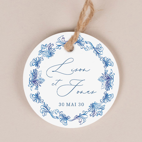 Etiquette ronde de mariage Volute à personnaliser