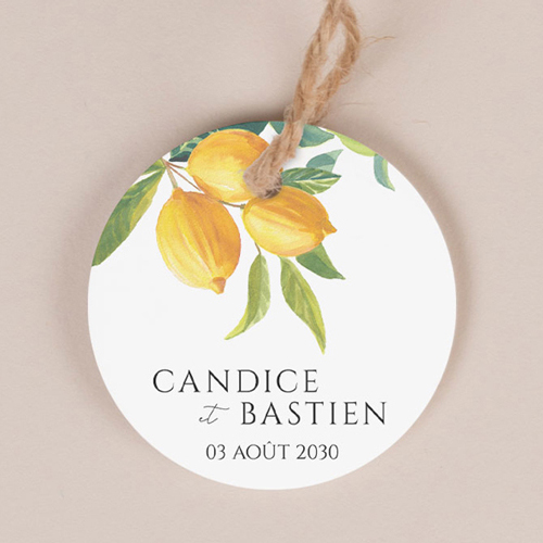 Etiquette ronde de mariage Zest à personnaliser