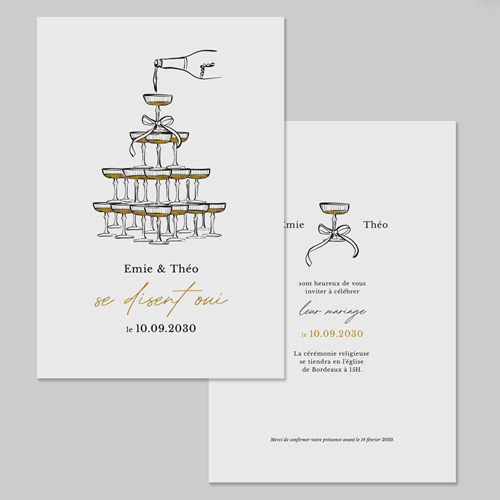 Faire-part de mariage Champagne à personnaliser