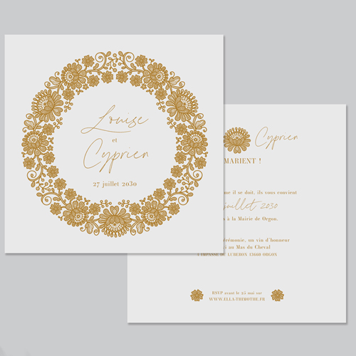 Faire-part de mariage Clovelly à personnaliser