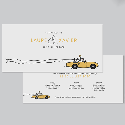 Faire-part de mariage Décapotable à personnaliser