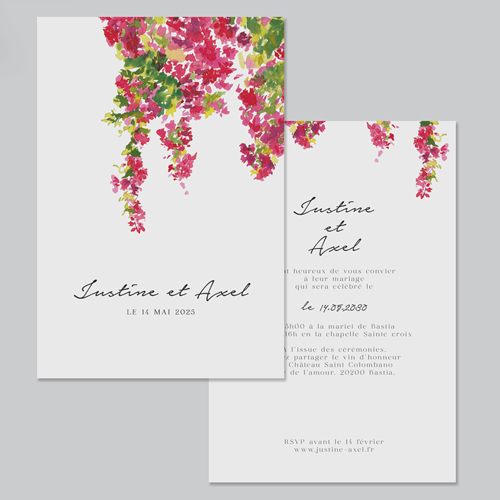 Faire-part de mariage Fushia à personnaliser