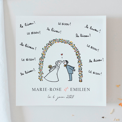 Faire-part de mariage Le bisou à personnaliser