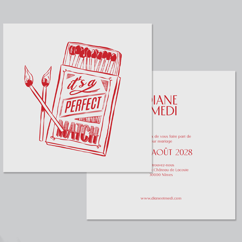 Faire-part de mariage Le Match à personnaliser