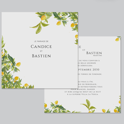 Faire-part de mariage Limonier à personnaliser