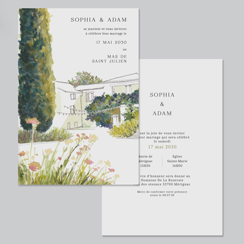 Faire-part de mariage Mas à personnaliser