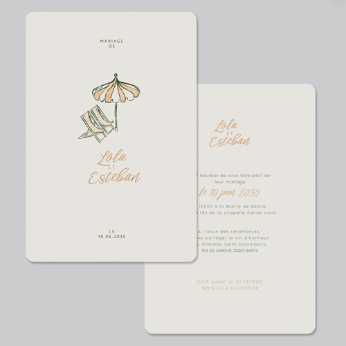 Faire-part de mariage Transat à personnaliser