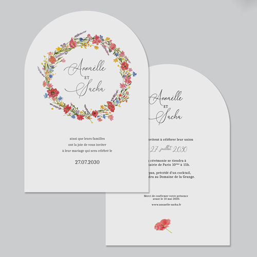 Faire-part de mariage Vermillon à personnaliser