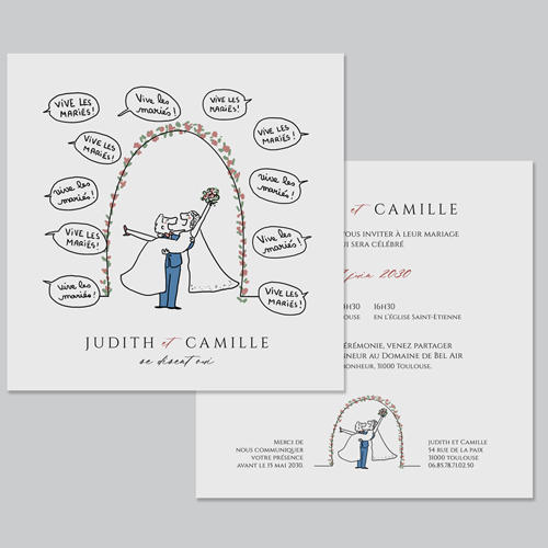 Faire-part de mariage Vive les Mariés à personnaliser