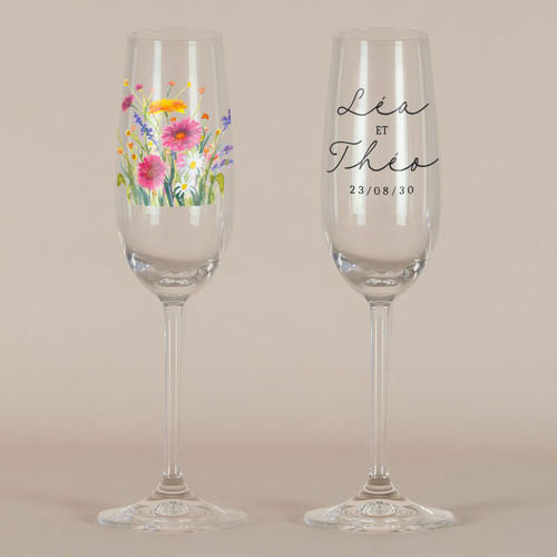 Flûte à champagne de mariage Bucolique à personnaliser
