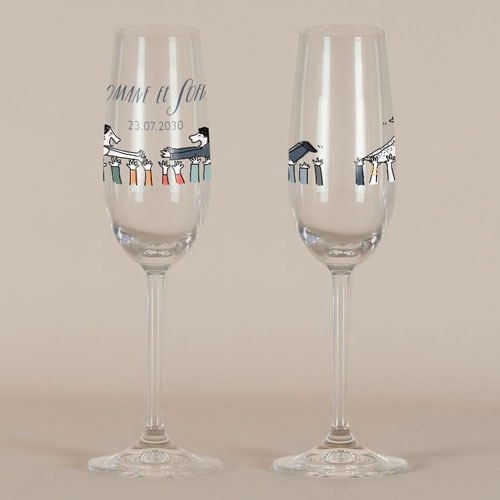 Flûte à champagne de mariage Crowd Surfin à personnaliser