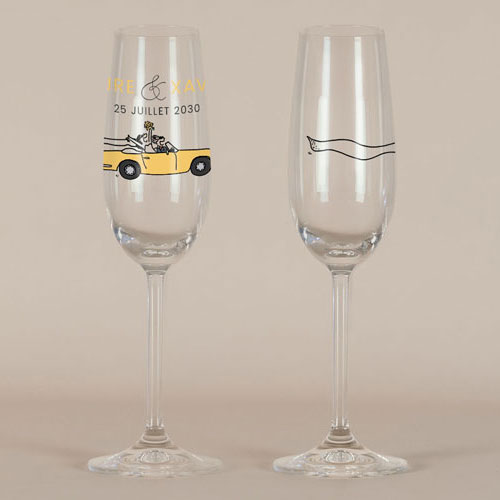 Flûte à champagne de mariage Décapotable à personnaliser