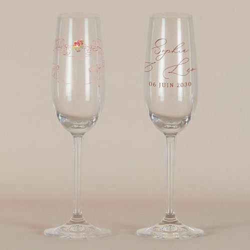 Flûte à champagne de mariage La Bâtisse à personnaliser