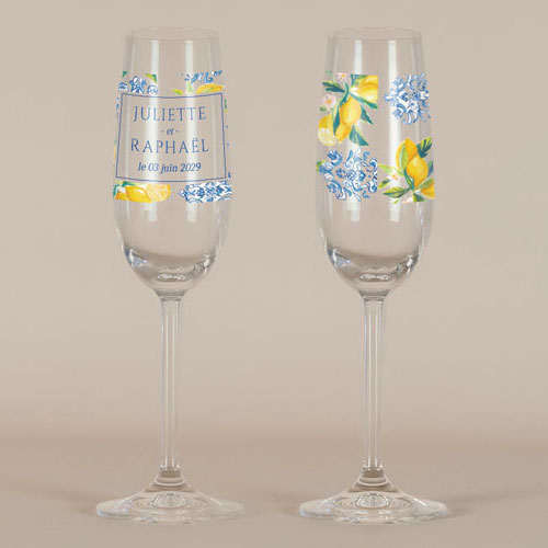 Flûte à champagne de mariage Lemon Vibes à personnaliser