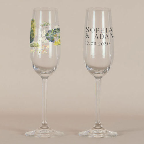 Flûte à champagne de mariage Mas à personnaliser