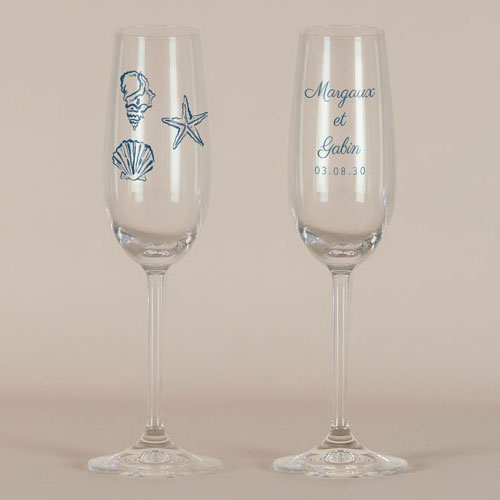 Flûte à champagne de mariage Paloma à personnaliser
