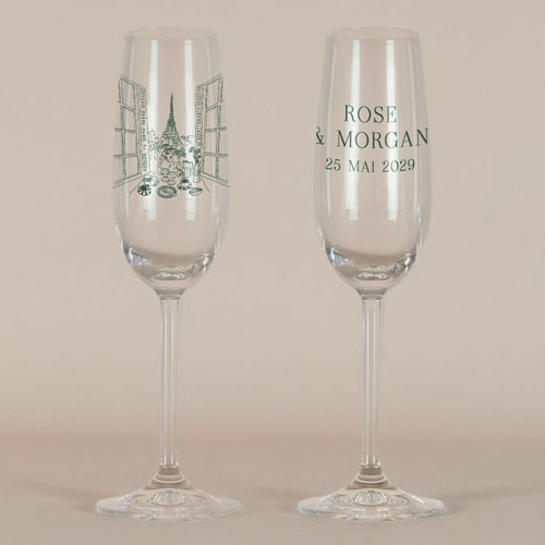 Flûte à champagne de mariage Paris à personnaliser
