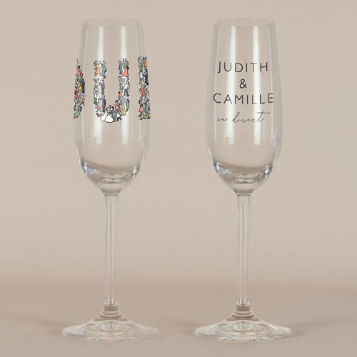 Flûte à champagne de mariage Un grand Oui à personnaliser