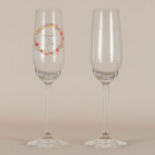 Flûte à champagne de mariage Vermillon à personnaliser