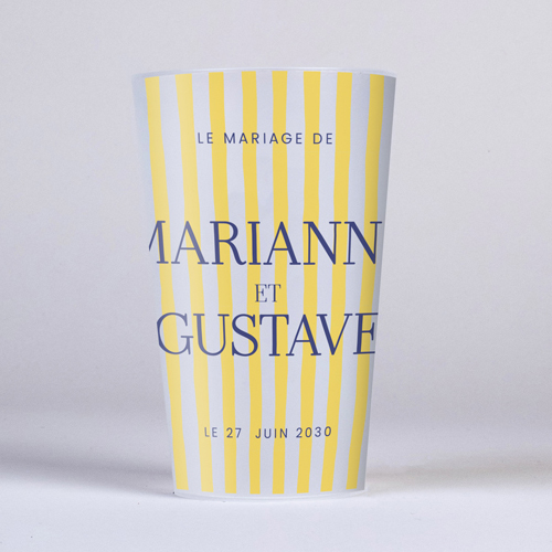Gobelet :univers de mariage Stripes Jaune à personnaliser