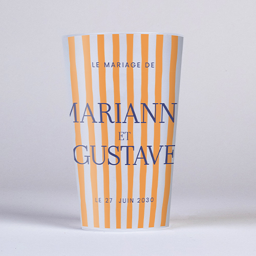Gobelet :univers de mariage Stripes Orange à personnaliser